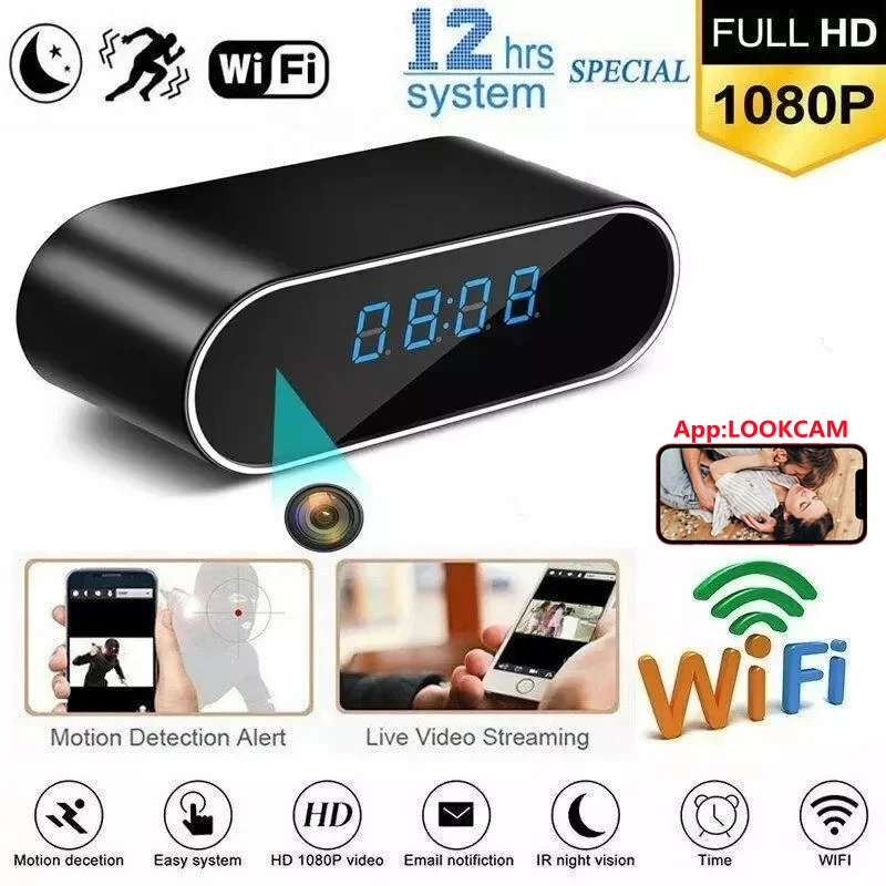 HD 1080P Clock WiFi Camera Mini IP P2P Surveillance camera Infrared Night Vision Alarm Motion Remote CCTV Camera hidden TF card
HD 1080P Clock WiFi Camera Mini IP P2P Surveillance camera Infrared Night Vision Alarm Motion Remote CCTV Camera hidden TF card