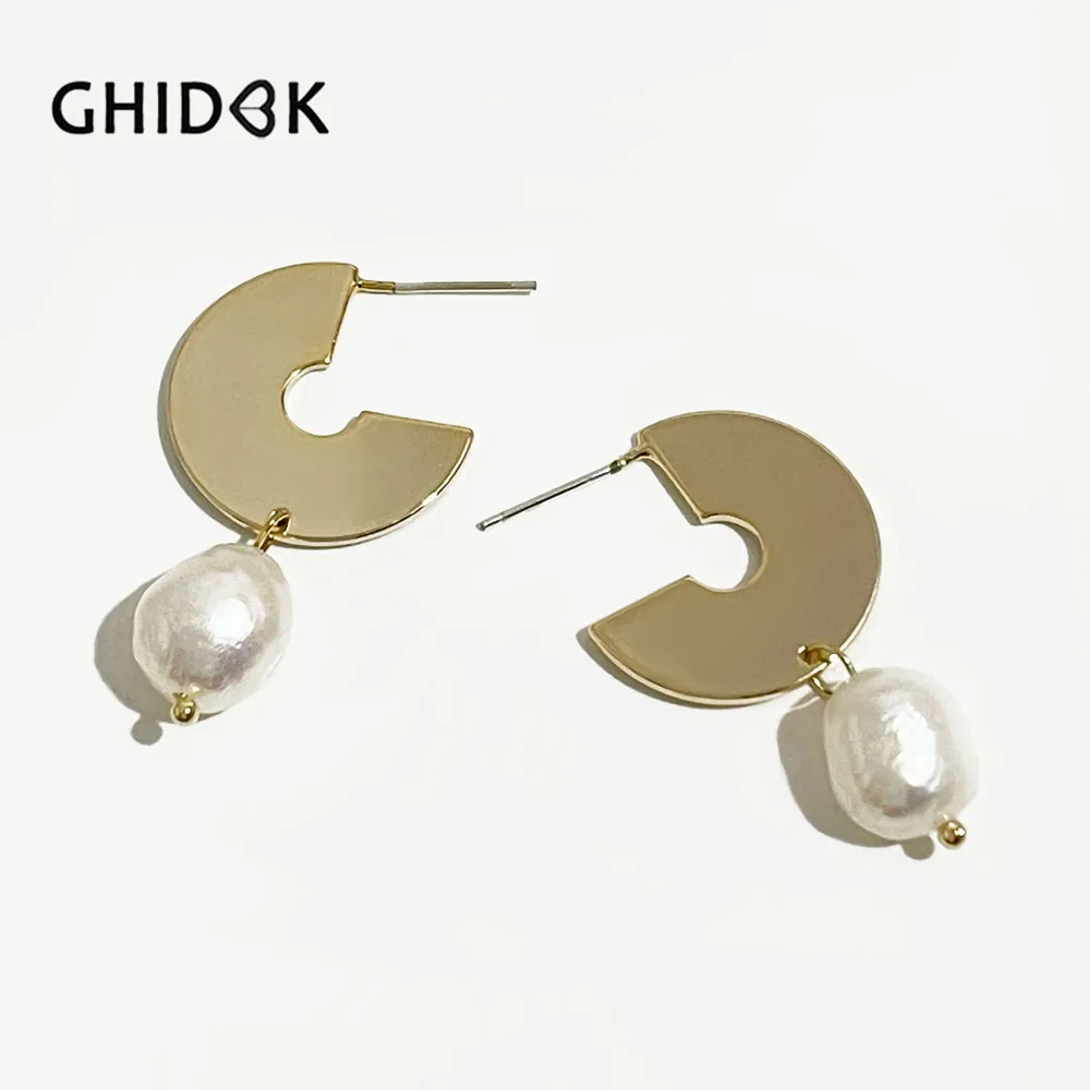 GHIDBK 14K Gold Plated Half Disc Baroque Pearl Drop Dangle Earrings for Women Elegant Freshwater Pearls Anniversary Jewelry Gift
GHIDBK 14K Gold Plated Half Disc Baroque Pearl Drop Dangle Earrings for Women Elegant Freshwater Pearls Anniversary Jewelry Gift