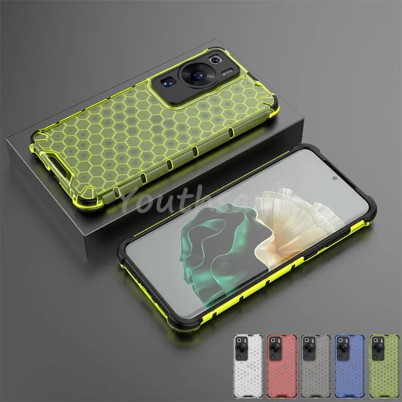 

Honeycomb Shockproof For Huawei P60 Case Armor Huawei P60 Pro Cover Translucent TPU PC Protector For Huawei P60 Pro Case