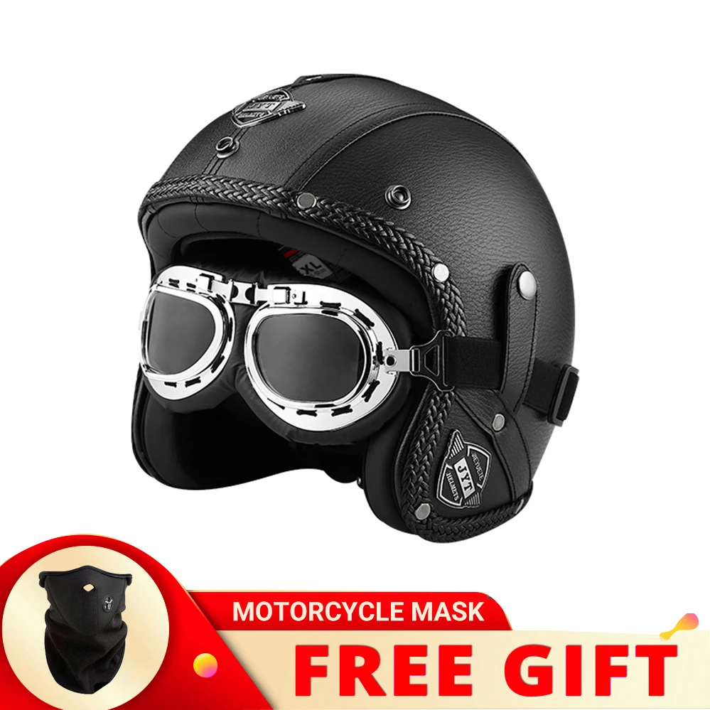 New JYT Personalized Matte Black PU Leather Open Face Motorcycle Helmet Vintage Retro High Quality Motocross Racing Casque DOT
New JYT Personalized Matte Black PU Leather Open Face Motorcycle Helmet Vintage Retro High Quality Motocross Racing Casque DOT
