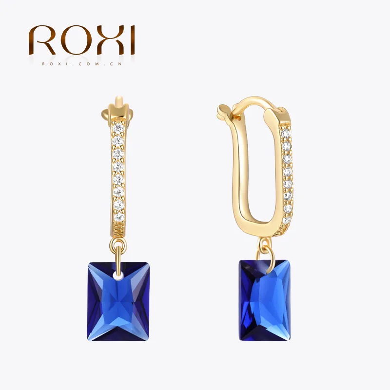ROXI 925 Sterling Silver Earring Rectangle Dark Blue Crystal Pendant Earrings For Women Engagement Wedding Elegant Fine Jewelry
ROXI 925 Sterling Silver Earring Rectangle Dark Blue Crystal Pendant Earrings For Women Engagement Wedding Elegant Fine Jewelry