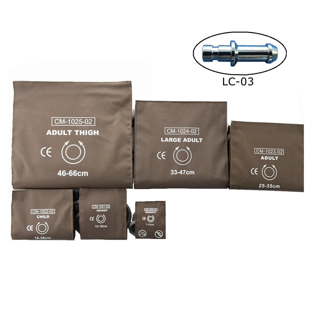 Mindray edan large adult upper arm reusable NIBP cuff Blood pressure cuff with single tube for patient monitor machine
Mindray edan large adult upper arm reusable NIBP cuff Blood pressure cuff with single tube for patient monitor machine