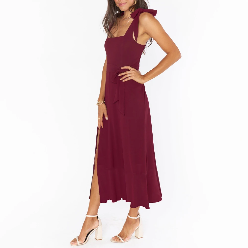 Square Neck Long Dress Female Lace-up Ladies Maxi Dresses Side Slit Solid Summer Sundress Trendy Vestido Waist Belt
Square Neck Long Dress Female Lace-up Ladies Maxi Dresses Side Slit Solid Summer Sundress Trendy Vestido Waist Belt