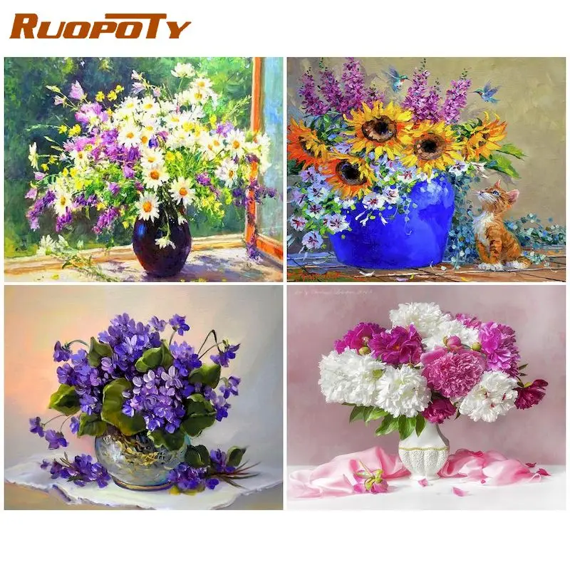 RUOPOTY Picture By Number Flower in vase Kits Home Decoration Painting By Number Flowers Drawing On Canvas HandPainted Art Gift
RUOPOTY Picture By Number Flower in vase Kits Home Decoration Painting By Number Flowers Drawing On Canvas HandPainted Art Gift