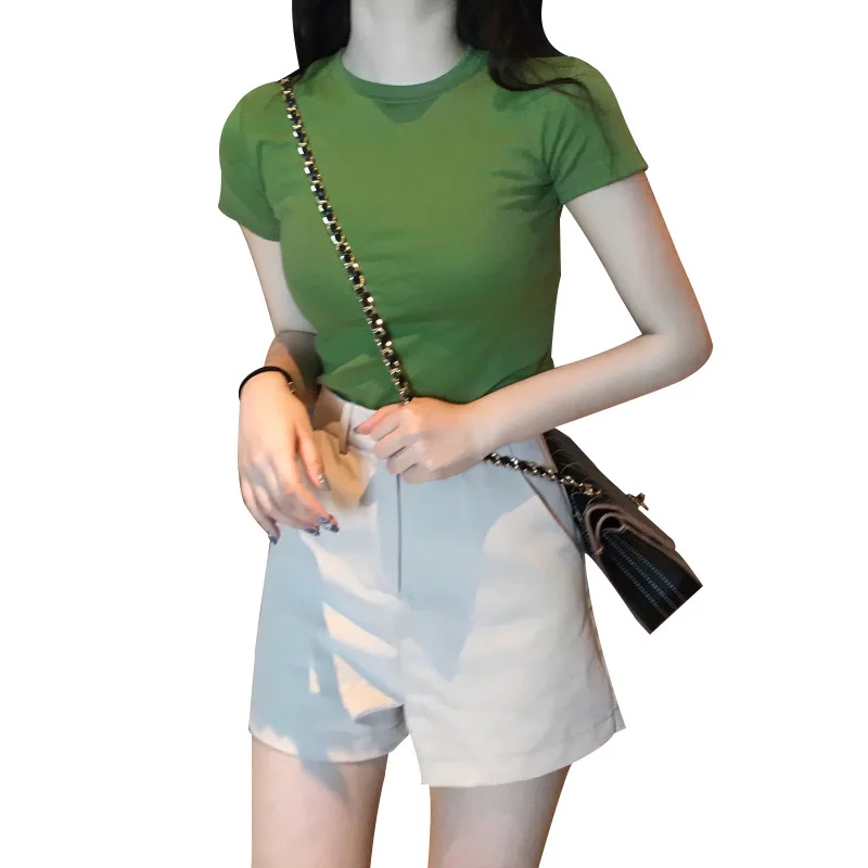 Summer Solid Round Neck Slim T-Shirt For Women Candy Color Short-Sleeved Soft Breathable Casual Wild Tops
Summer Solid Round Neck Slim T-Shirt For Women Candy Color Short-Sleeved Soft Breathable Casual Wild Tops
