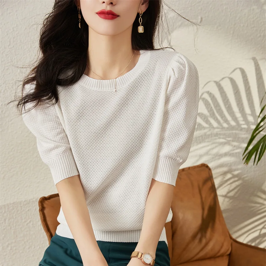 New elegant Soft Knit bottoming shirts Sweater Tees Spring Summer Casual pullovers sweater Solid color Basic shirts knitted Tops 
New elegant Soft Knit bottoming shirts Sweater Tees Spring Summer Casual pullovers sweater Solid color Basic shirts knitted Tops