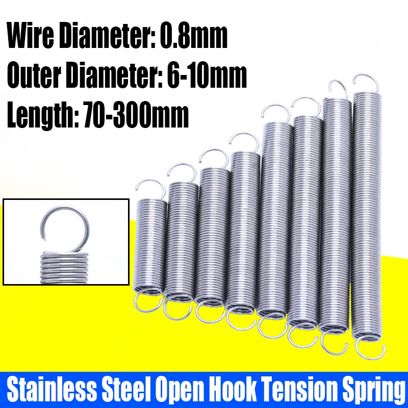 1/2PCS 0.8mm Wire Dia 304 Stainless Steel Open Hook Tension Spring S Hook Extension Spring Coil Pullback Spring L=70-300mm
1/2PCS 0.8mm Wire Dia 304 Stainless Steel Open Hook Tension Spring S Hook Extension Spring Coil Pullback Spring L=70-300mm