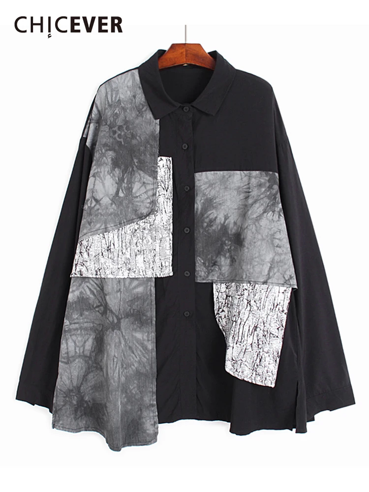 CHICEVER Print Shirt For Women Lapel Long Sleeve Colorblock Asymmetrical Loose Casual Blouse Female 2022 Spring Clothes Fashion
CHICEVER Print Shirt For Women Lapel Long Sleeve Colorblock Asymmetrical Loose Casual Blouse Female 2022 Spring Clothes Fashion