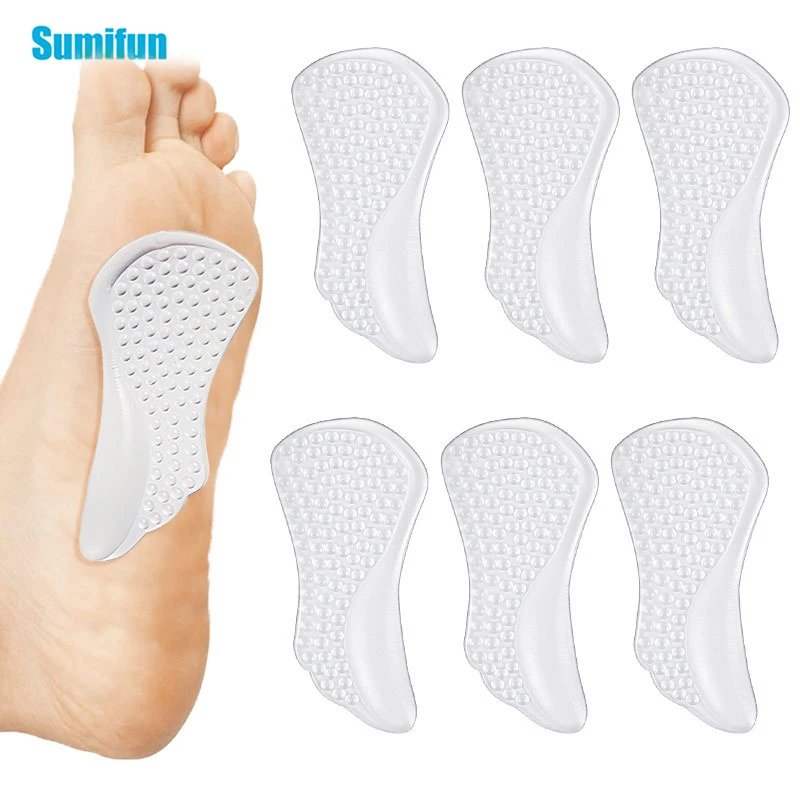 

2pcs/1pair Particle Massage Half Palm Pad Arch Correction Insoles Female High Heels Forefoot Half Yard Pad Transparent Arch Pad