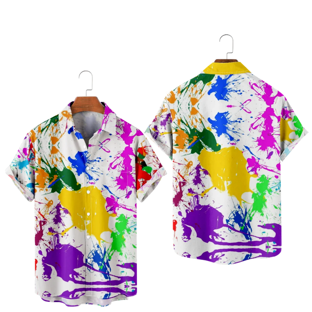 Summer Short Sleeve Pocket Shirts Original Risk Free Summer Splash-Ink Print Shirts Men and Women Tops Oversized Button Shirt
Summer Short Sleeve Pocket Shirts Original Risk Free Summer Splash-Ink Print Shirts Men and Women Tops Oversized Button Shirt