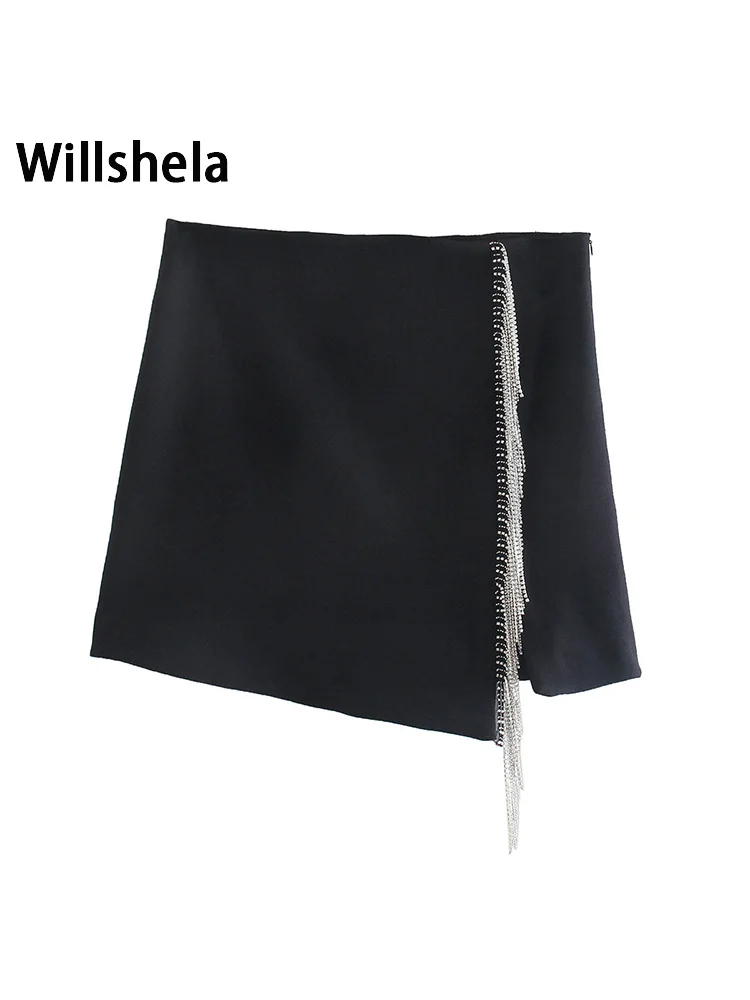 Женские модные однотонные мини-юбки Willshela с бахромой и боковой молнией, винтажные женские шикарные юбки с высокой талией
Женские модные однотонные мини-юбки Willshela с бахромой и боковой молнией, винтажные женские шикарные юбки с высокой талией