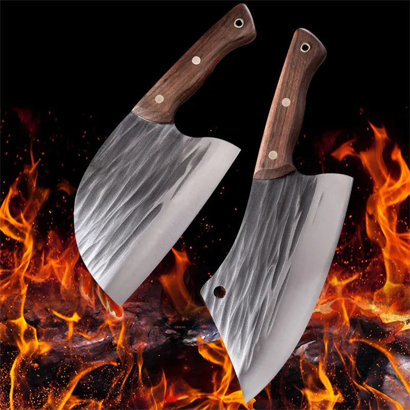 

Hand Forged Meat Cleaver Full Tang Butcher Kitchen Knife ultra sharp Chef Knife High Carbon Steel Boning Knife Leather Sheath