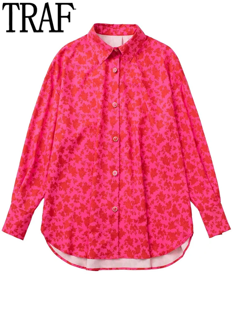 TRAF Floral Satin Blouse Women Rosy Printed Baggy Blouses And Shirts Woman Collared Button Up Shirt Long Sleeve Top Female
TRAF Floral Satin Blouse Women Rosy Printed Baggy Blouses And Shirts Woman Collared Button Up Shirt Long Sleeve Top Female