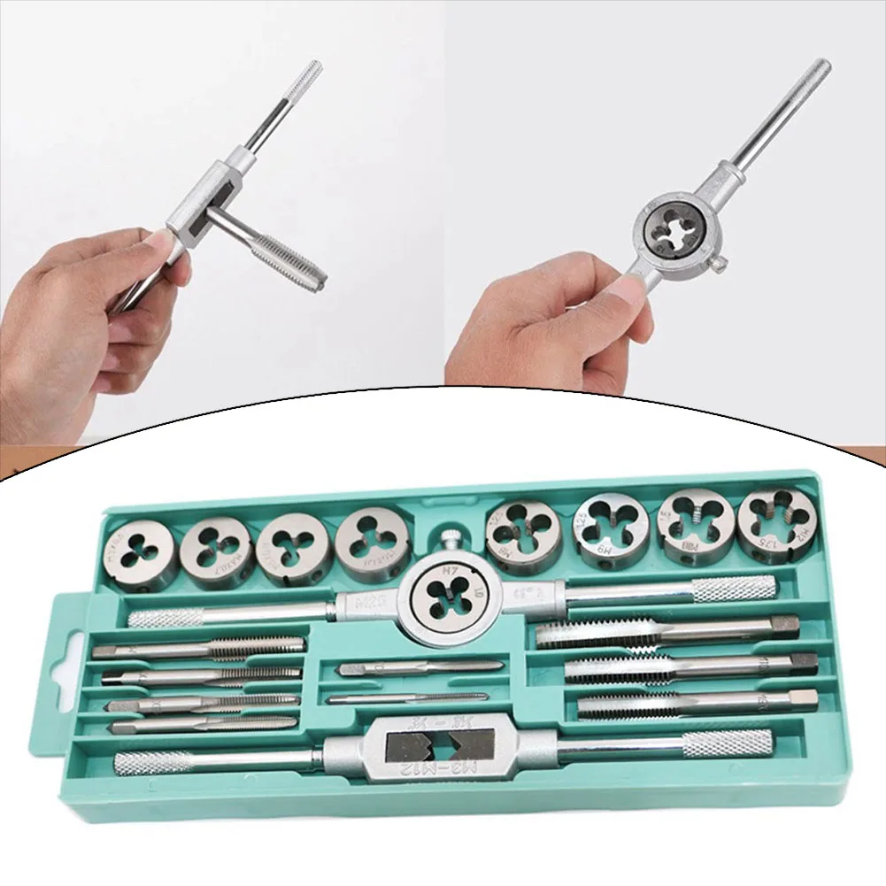 20pcs Metric Taps Dies Set M3-M12 Screw Thread & Tapping Wrench 235*104mm Adjustable Hand Tools Accessories
20pcs Metric Taps Dies Set M3-M12 Screw Thread & Tapping Wrench 235*104mm Adjustable Hand Tools Accessories
