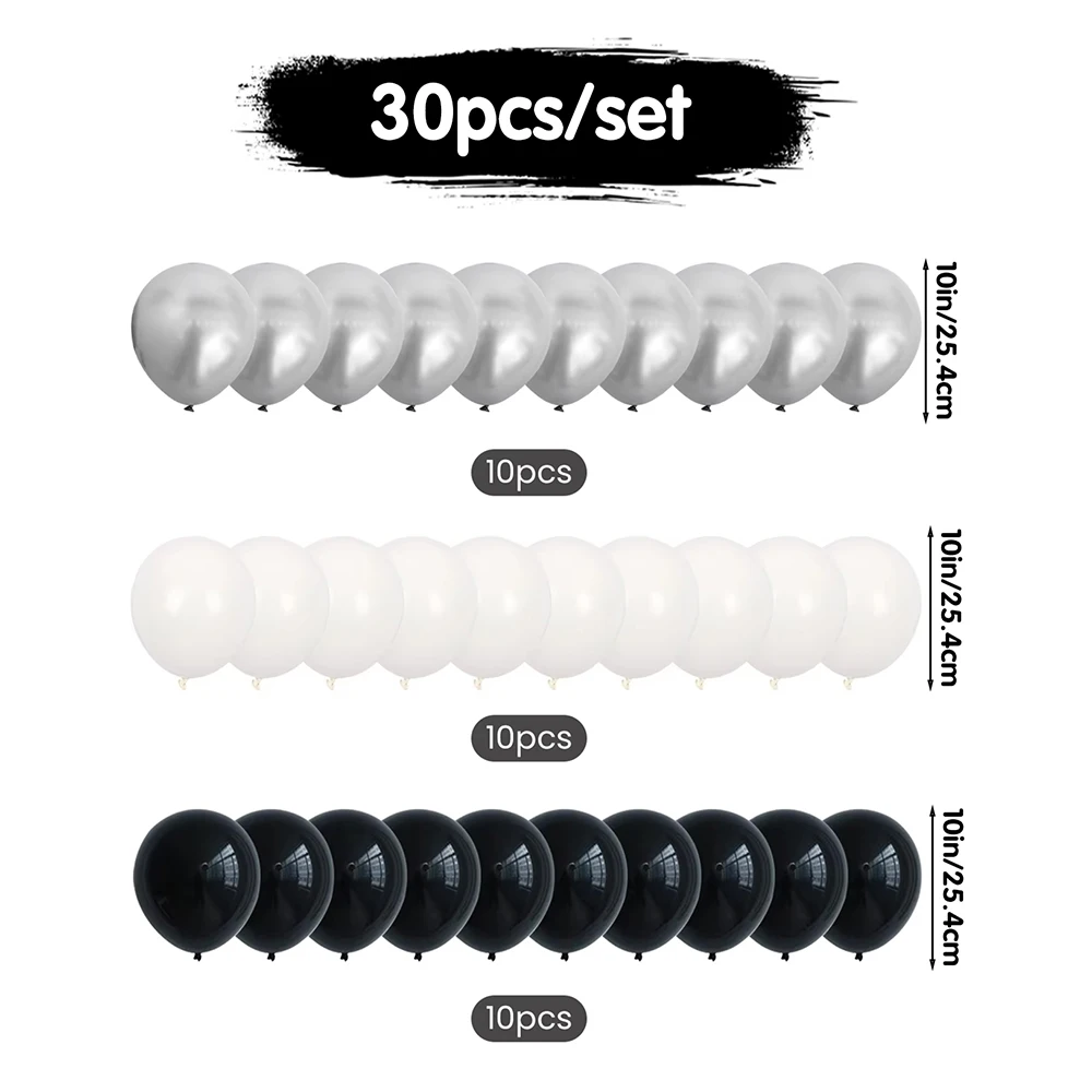 Черно-белые и серебряные шары для праздника
Черно-белые и серебряные шары для праздника