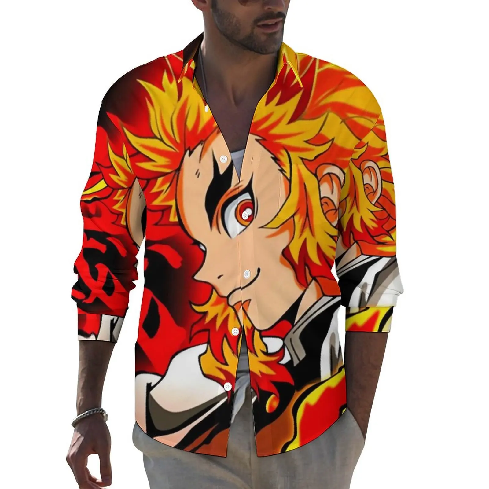 Demon Slayer Y2K Casual Shirt Man Rengoku Kyojuro Anime Shirt Spring Retro Blouses Long Sleeve Design Oversized Clothing
Demon Slayer Y2K Casual Shirt Man Rengoku Kyojuro Anime Shirt Spring Retro Blouses Long Sleeve Design Oversized Clothing