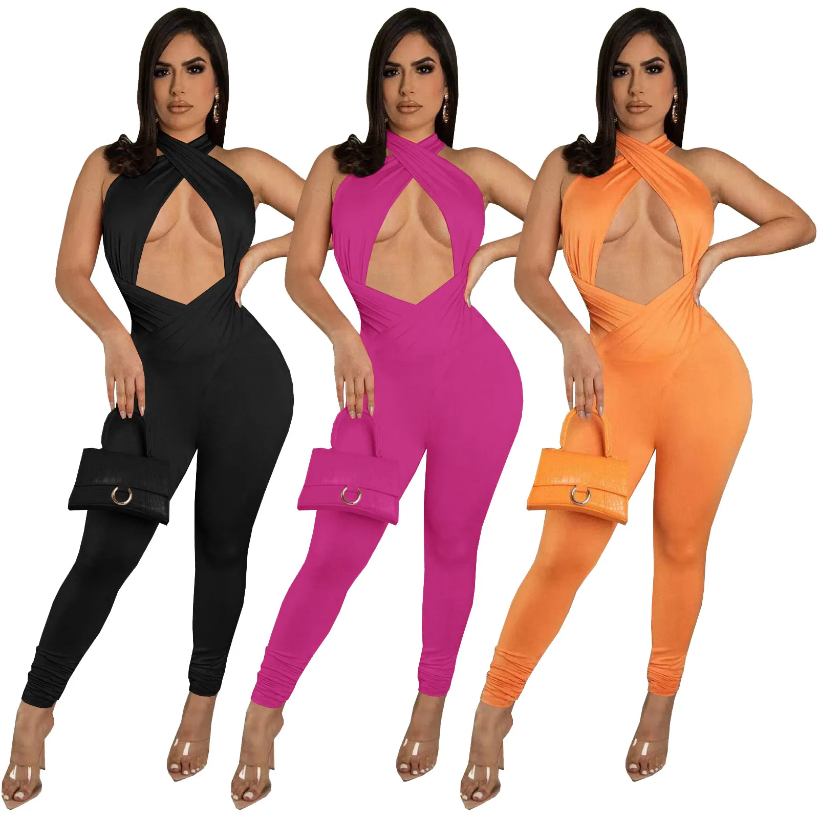 Halter Cross Strap Jumpsuit Women Summer Sexy Cut Out Sleeveless Off the Shoulder Leggings Skinny Club Romper One Piece Outfits
Halter Cross Strap Jumpsuit Women Summer Sexy Cut Out Sleeveless Off the Shoulder Leggings Skinny Club Romper One Piece Outfits