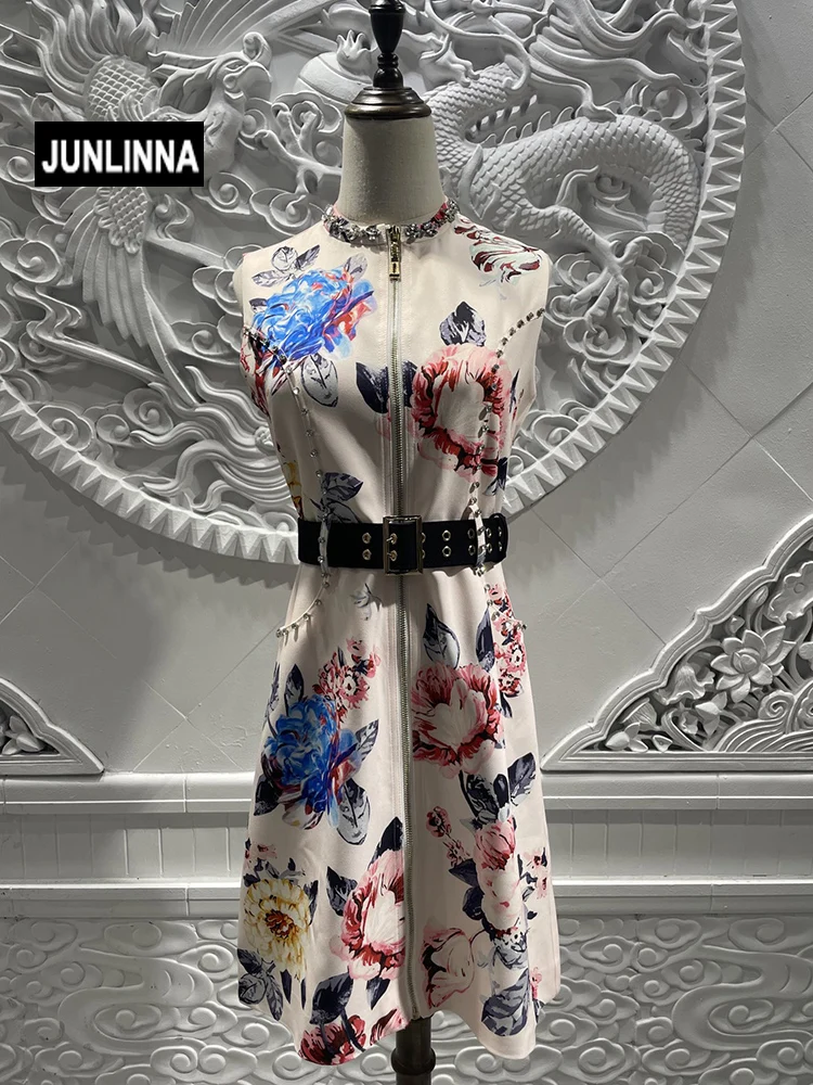 JUNLINNA Fashion Runway Dress Women O-Neck Beading Sexy Sleeveless Flower Printed Party Vacation Vestidos Belt Sliming
JUNLINNA Fashion Runway Dress Women O-Neck Beading Sexy Sleeveless Flower Printed Party Vacation Vestidos Belt Sliming