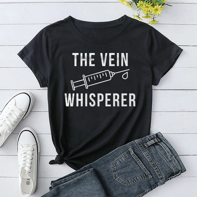 the vein whisperer Print T-shirts Girl Summer Short Sleeve Tshirt Harajuku Nurses' Day T Shirt for Women Funny Nurse Tshirt
the vein whisperer Print T-shirts Girl Summer Short Sleeve Tshirt Harajuku Nurses' Day T Shirt for Women Funny Nurse Tshirt