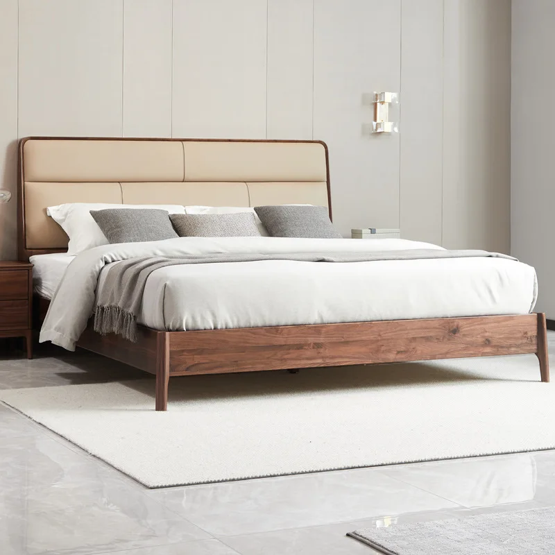 Solid wood bed North American black walnut bed modern minimalist Italian bed with soft bag backrest double bed
Solid wood bed North American black walnut bed modern minimalist Italian bed with soft bag backrest double bed