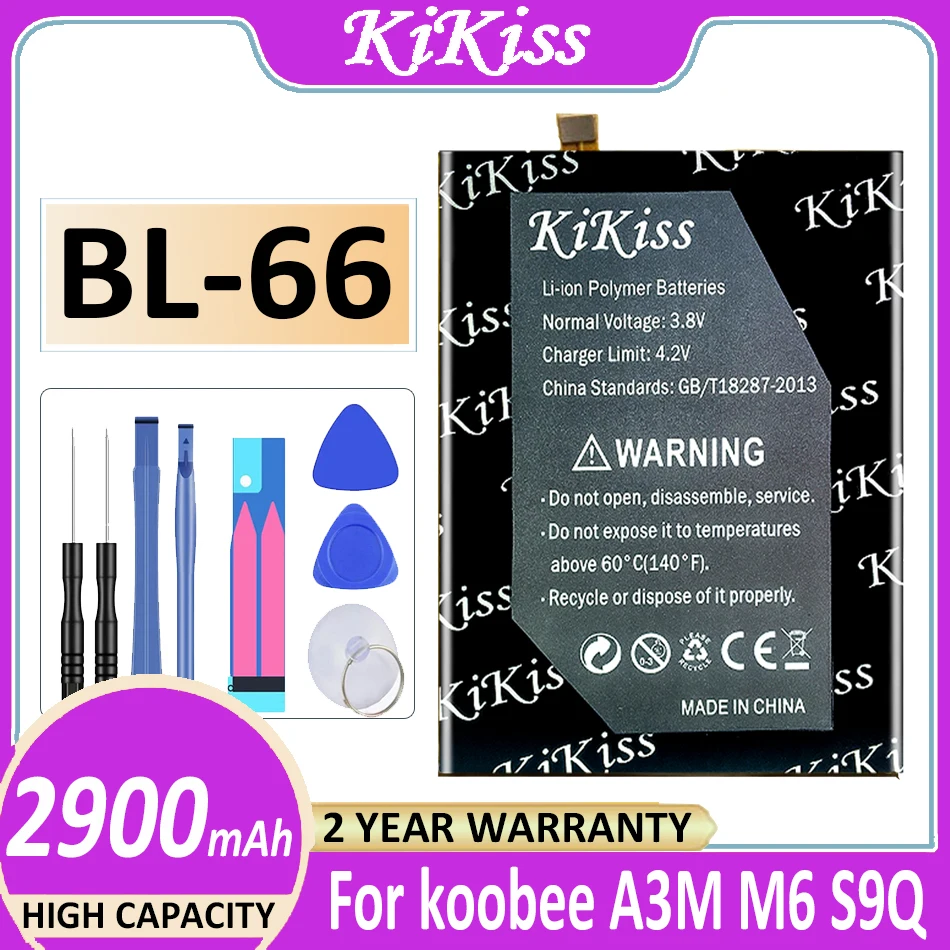 

Original KiKiss Battery BL66 2900mAh For koobee S500Q S9Q S503 BL-66/71/72CT BL-71 BL-72CT A3M M6 Mobile Phone Bateria