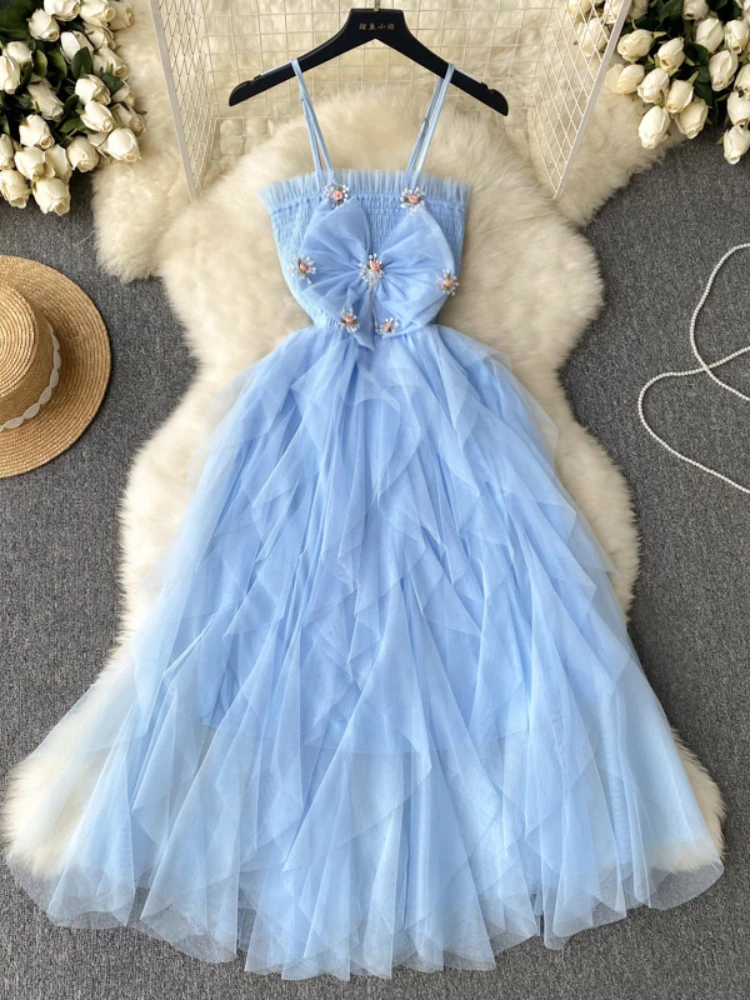 Женское Сетчатое платье-макси на тонких бретельках, с бантом
Женское Сетчатое платье-макси на тонких бретельках, с бантом