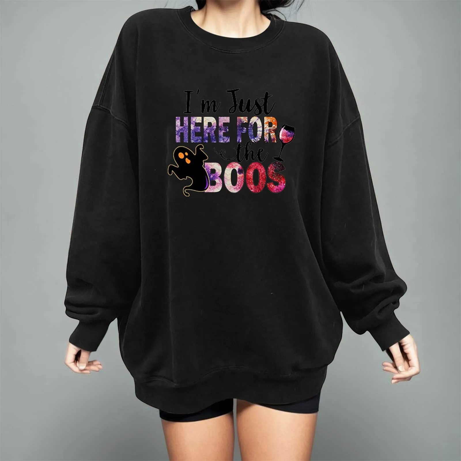 Women Letter Ghost Print Pullover Halloween Sweatshirt Loose Hoodless Hoodie Long Sleeves Round Neck Shirt For Ladies Autumn
Women Letter Ghost Print Pullover Halloween Sweatshirt Loose Hoodless Hoodie Long Sleeves Round Neck Shirt For Ladies Autumn