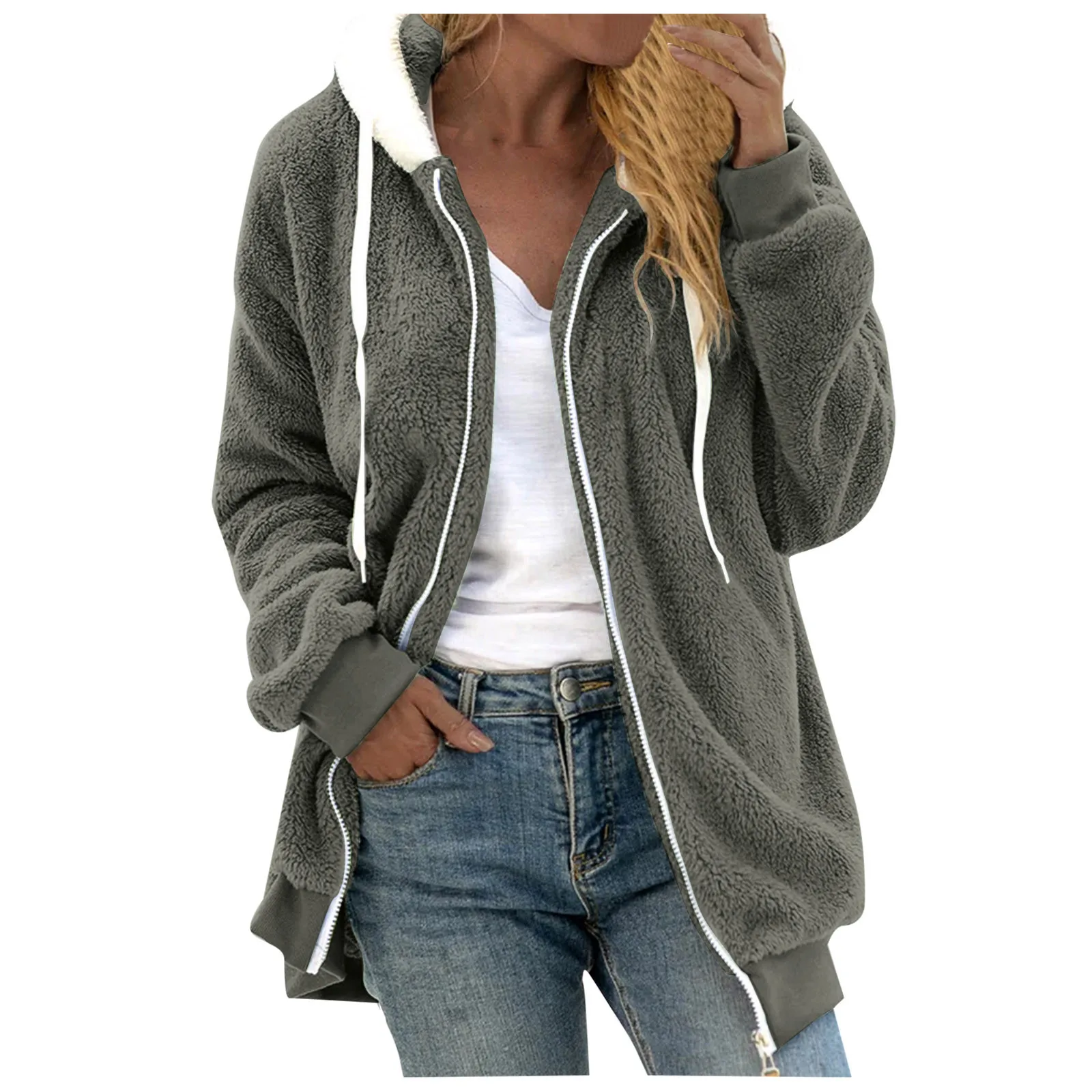 Women's Stitching Pocket Hooded Coat Jacket Pullover Sweatershirt Coat Warm Artificial loose thickening cotton-padded jacket
Women's Stitching Pocket Hooded Coat Jacket Pullover Sweatershirt Coat Warm Artificial loose thickening cotton-padded jacket