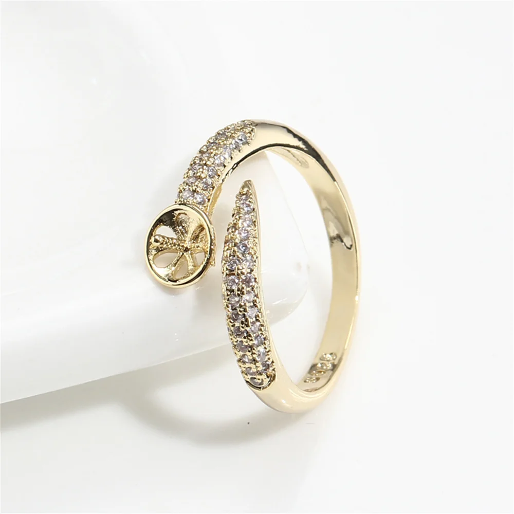 Gold plating real gold K gold process zircon single pearl open ring DIY accessories
Gold plating real gold K gold process zircon single pearl open ring DIY accessories