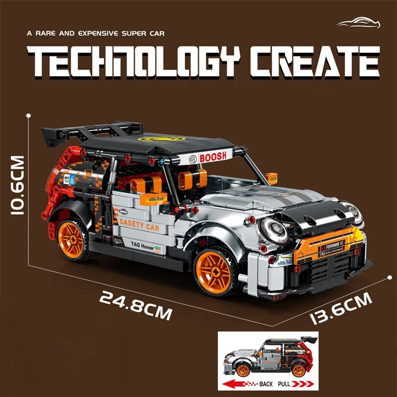Technical Building Block Super Sport Car 1:24 Scale Model Mini Coopers Racing Pull Back Vehicle Toy Assemble Brick For Boy GIfts 
Technical Building Block Super Sport Car 1:24 Scale Model Mini Coopers Racing Pull Back Vehicle Toy Assemble Brick For Boy GIfts