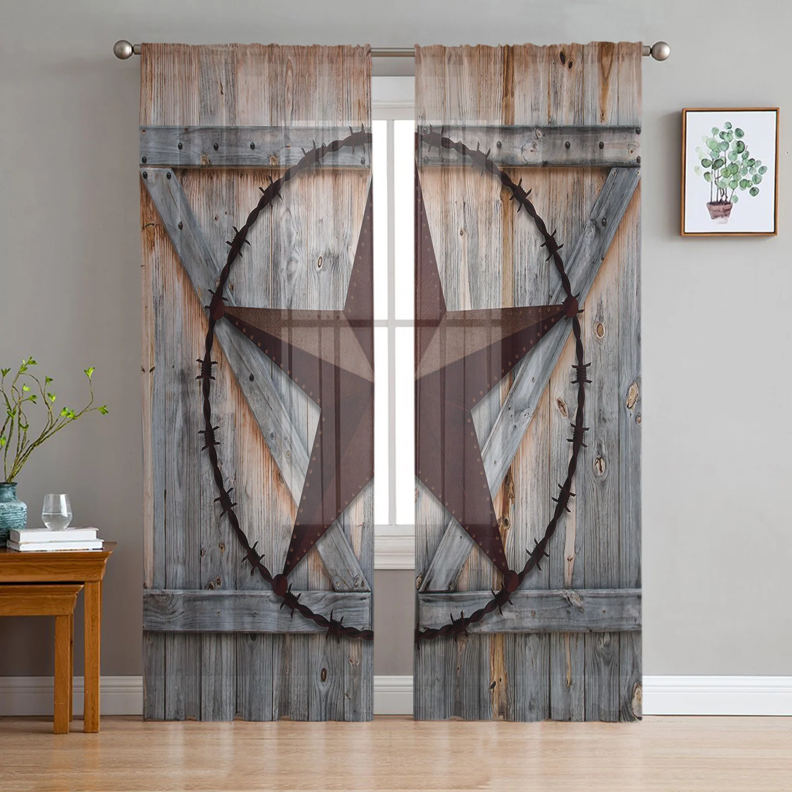 Farm Vintage Wooden Door Western Star Tulle Curtains for Living Room Bedroom Decor Transparent Sheer Voile Window Curtain
Farm Vintage Wooden Door Western Star Tulle Curtains for Living Room Bedroom Decor Transparent Sheer Voile Window Curtain