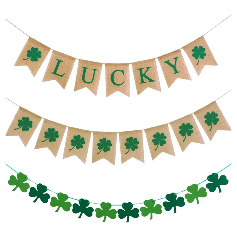 3 Pieces Shamrock Garland Lucky Banner Burlap Irish Garland Banner Green Four Leaf Banner
3 Pieces Shamrock Garland Lucky Banner Burlap Irish Garland Banner Green Four Leaf Banner
