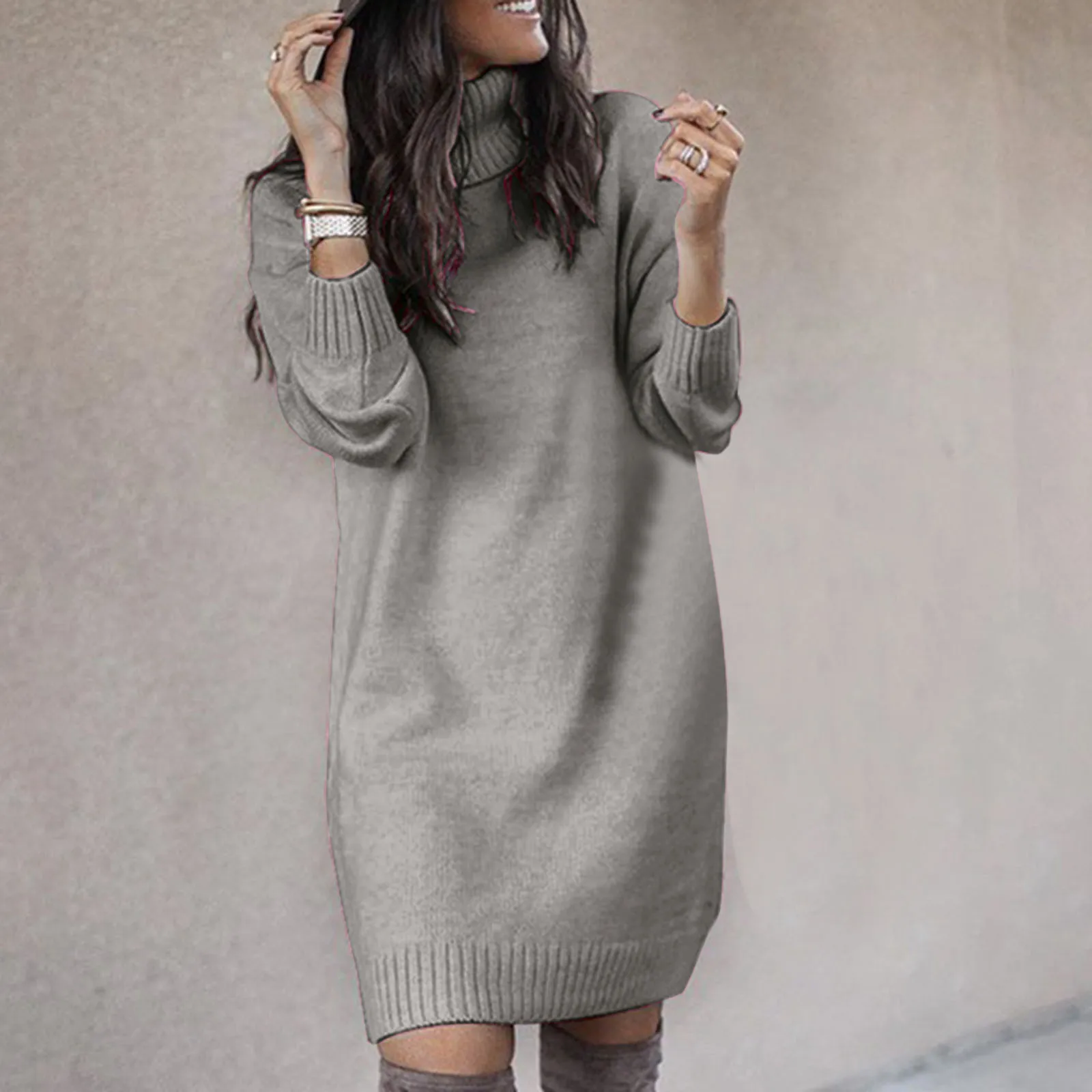 Autumn Winter Turtleneck Knitted Sweater Dress Women Plus Size Casual Long Sleeved Pullovers Dresses Female Warm Loose Vestidos
Autumn Winter Turtleneck Knitted Sweater Dress Women Plus Size Casual Long Sleeved Pullovers Dresses Female Warm Loose Vestidos