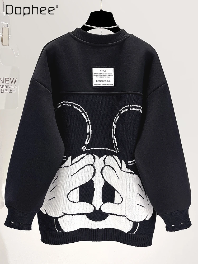 Fashion Fleece Pullover Hoodie Coat Winter New Korean Style Women's Clothing Cartoon Embroidery Mid-Length Loose Sweatshirts Top
Fashion Fleece Pullover Hoodie Coat Winter New Korean Style Women's Clothing Cartoon Embroidery Mid-Length Loose Sweatshirts Top