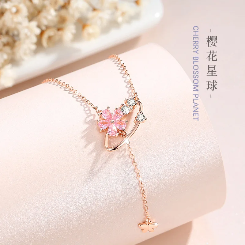 925Sterling Silver Women's Necklaces Fashion Versatile Pink White Stone Chain Valentine's Day Gift Cherry Blossom Butterfly
925Sterling Silver Women's Necklaces Fashion Versatile Pink White Stone Chain Valentine's Day Gift Cherry Blossom Butterfly