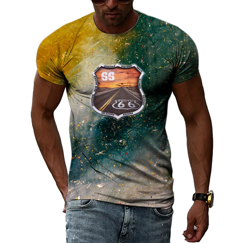 New Men's Route 66 T-shirt Personality Fashion Hip-Hop Round Neck Clothing Handsome And Comfortable Sunshine Short Sleeved tops
New Men's Route 66 T-shirt Personality Fashion Hip-Hop Round Neck Clothing Handsome And Comfortable Sunshine Short Sleeved tops