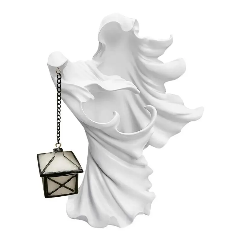 

Faceless Ghost Statue Halloween Lantern Scary Witch Resin Desktop Figurine Ornaments Horror Ghost Sculpture For Party Decoration