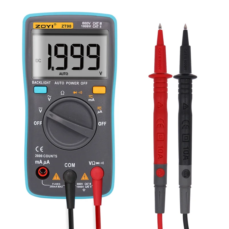 ZOYI ZT98 Digital Multimeter Ammeter Voltmeter Resistance Frequency backlight Meter voltage Diode Frequency
ZOYI ZT98 Digital Multimeter Ammeter Voltmeter Resistance Frequency backlight Meter voltage Diode Frequency