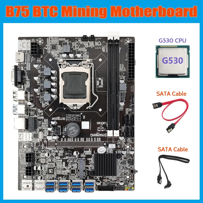Семейная материнская плата для майнинга + процессор G530 + кабель 2xsata LGA1155 8xpcie USB адаптер MSATA DDR3 B75 USB Майнер материнская плата 
Семейная материнская плата для майнинга + процессор G530 + кабель 2xsata LGA1155 8xpcie USB адаптер MSATA DDR3 B75 USB Майнер материнская плата