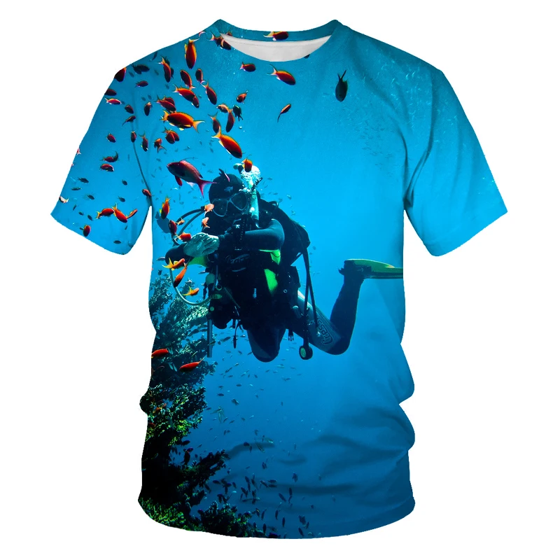 Summer Men's Fun Scuba Diving Explore The Underwater 3D Printed Men's T-shirt Crew Neck Short Sleeve Loose Top O-Neck T-shirt 
Summer Men's Fun Scuba Diving Explore The Underwater 3D Printed Men's T-shirt Crew Neck Short Sleeve Loose Top O-Neck T-shirt
