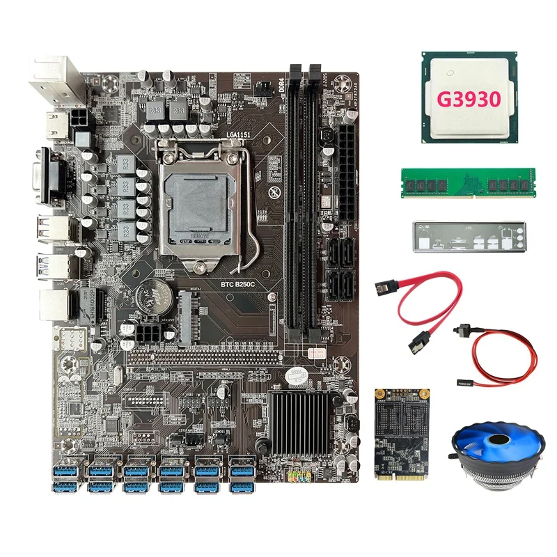 B250C ETH Miner Motherboard+G3930 CPU+Fan+DDR4 4GB 2666Mhz RAM+128G SSD+SATA Cable+Switch Cable+Baffle 12USB3.0 For BTC
B250C ETH Miner Motherboard+G3930 CPU+Fan+DDR4 4GB 2666Mhz RAM+128G SSD+SATA Cable+Switch Cable+Baffle 12USB3.0 For BTC