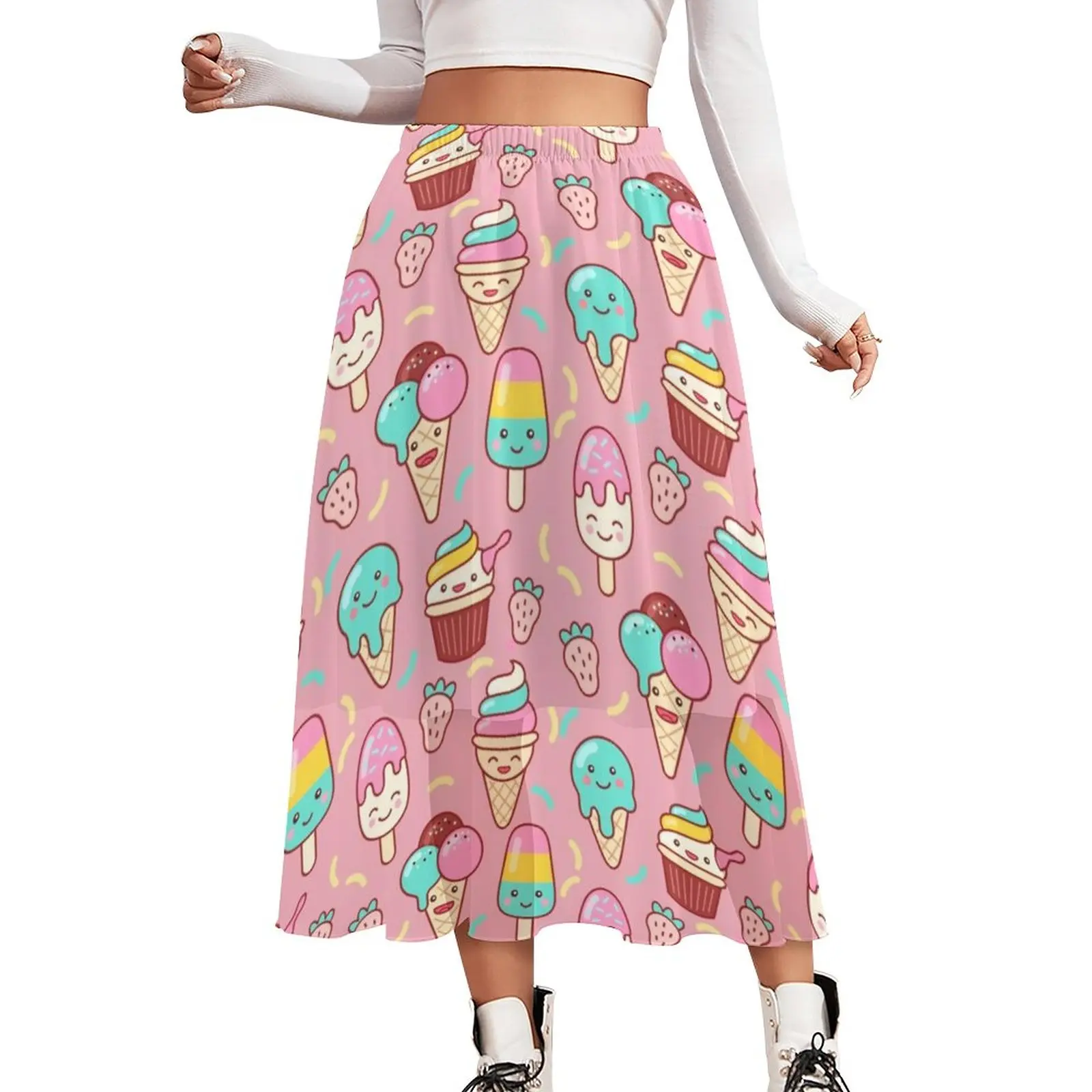 Ice Cream Chiffon Skirt Cute Cupcakes Print Korean Fashion Casual Skirts Female Kawaii Boho Skirt Elastic Waist Print Bottoms
Ice Cream Chiffon Skirt Cute Cupcakes Print Korean Fashion Casual Skirts Female Kawaii Boho Skirt Elastic Waist Print Bottoms