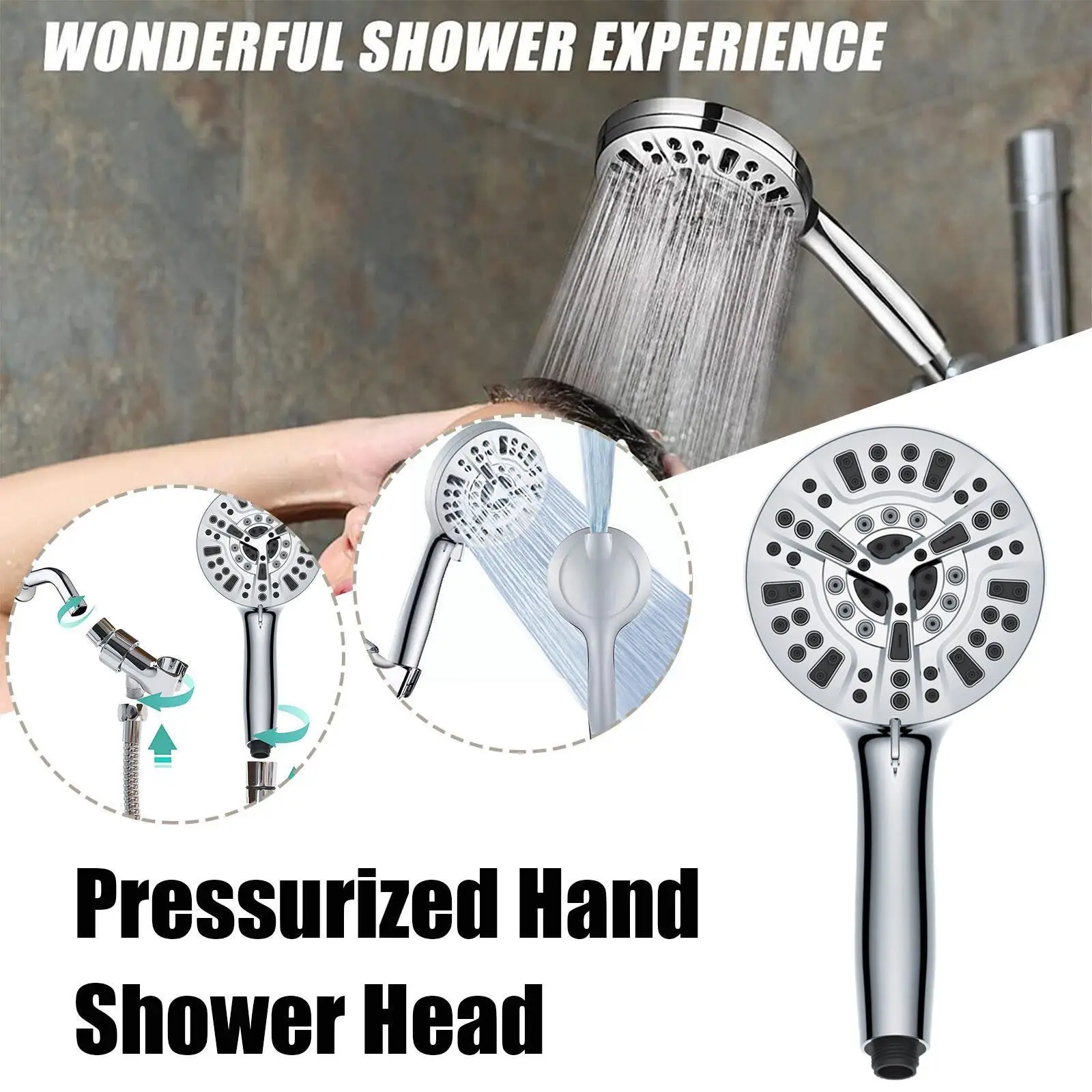 New Handheld Shower Head Adjustable High Pressure Sprayer Mount Steel Head Modes Accessories Shower 10 Bathroom Wall V5X2
New Handheld Shower Head Adjustable High Pressure Sprayer Mount Steel Head Modes Accessories Shower 10 Bathroom Wall V5X2