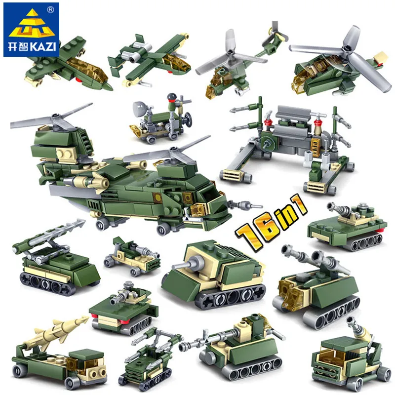 16Pcs/lot Military War Vehicle Field Forces Heavy Weapon Type Soldier Building Blocks ARMY Tank Helicopter Educational Kids Toys
16Pcs/lot Military War Vehicle Field Forces Heavy Weapon Type Soldier Building Blocks ARMY Tank Helicopter Educational Kids Toys
