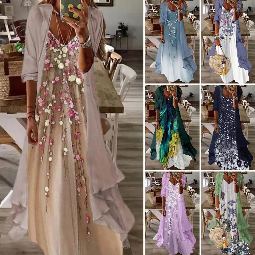 Trendy Dress Cardigan Suit Front Open Maxi Dress Set Loose Elegant Sling Maxi Dress Chiffon Long Coat Set Sun Protection
Trendy Dress Cardigan Suit Front Open Maxi Dress Set Loose Elegant Sling Maxi Dress Chiffon Long Coat Set Sun Protection