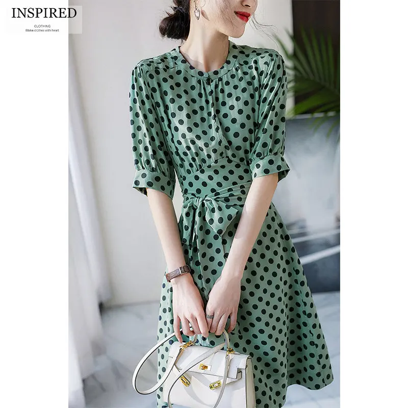 Temperament Polka Dot Print Round Neck Mid-sleeve Dress Women 2022 Spring and Summer Commuting New Waist Slim Lady Office Dress
Temperament Polka Dot Print Round Neck Mid-sleeve Dress Women 2022 Spring and Summer Commuting New Waist Slim Lady Office Dress