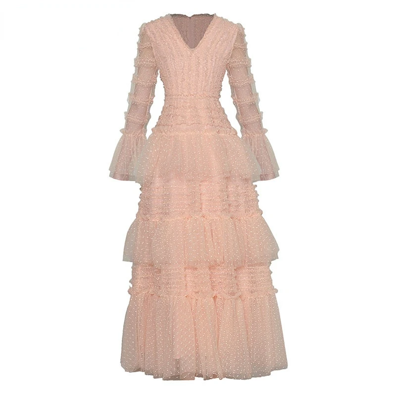Dresses For Women 2023 Runway Luxury Designer Spring Pink Mesh Long V-Neck Flare Sleeve Dot Cascading Ruffle Party Long Dress
Dresses For Women 2023 Runway Luxury Designer Spring Pink Mesh Long V-Neck Flare Sleeve Dot Cascading Ruffle Party Long Dress