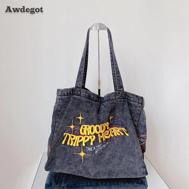 Oversize Emboridery Black Denim Tote 2022 Imitation Shoulder Handbag Female Large Travel Bag for Women Trend Lady Big Jean Purse
Oversize Emboridery Black Denim Tote 2022 Imitation Shoulder Handbag Female Large Travel Bag for Women Trend Lady Big Jean Purse