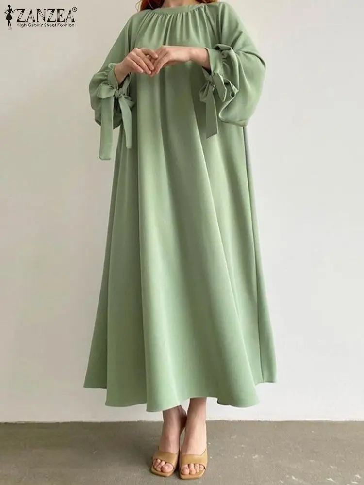 ZANZEA Women Autumn Swing Dress Long Puff Sleeve Elegant Gathers O Neck Casual Loose Maxi Dress Fashion A Line Long Robes Femme
ZANZEA Women Autumn Swing Dress Long Puff Sleeve Elegant Gathers O Neck Casual Loose Maxi Dress Fashion A Line Long Robes Femme