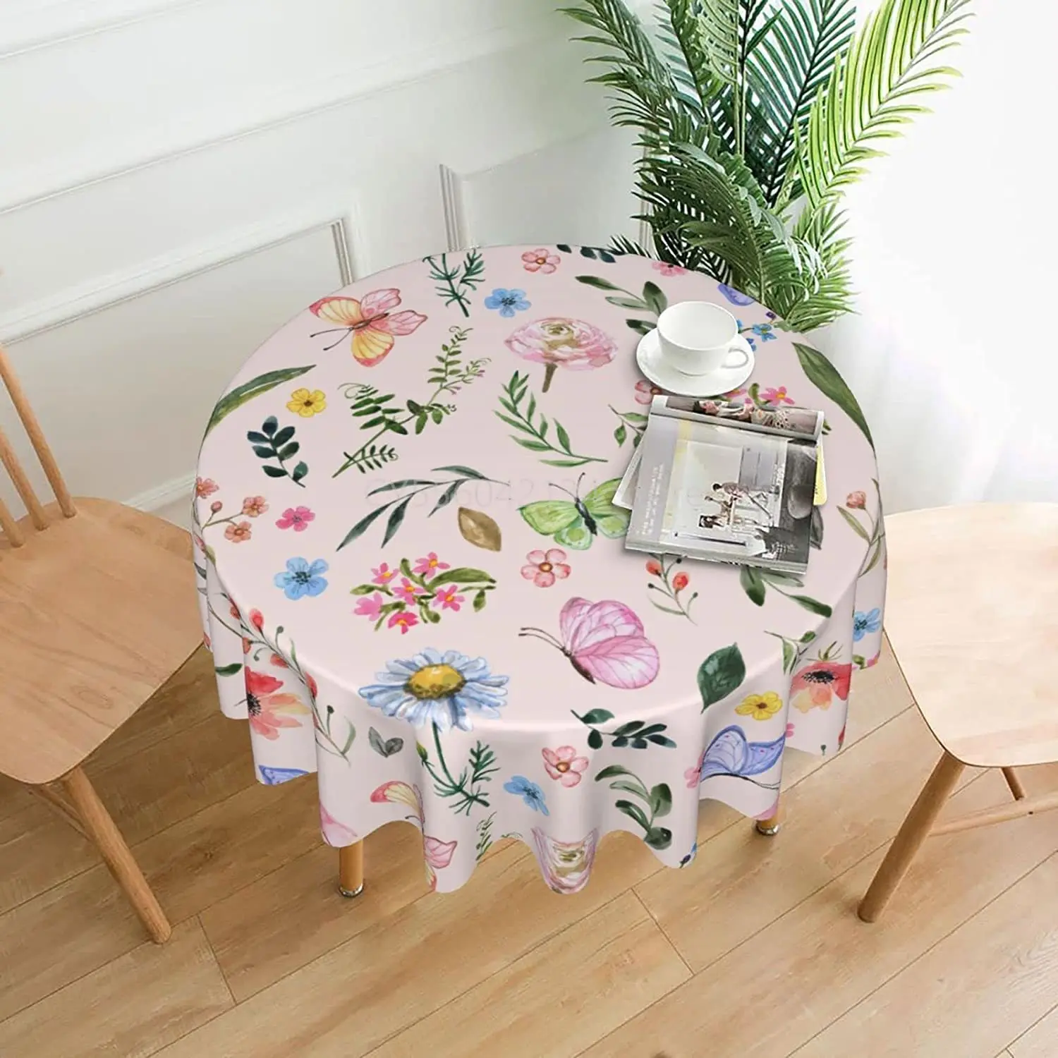 Spring Botanical Butterfly Flower Pink Round 60 x 60 Inch Table Cover Polyester Stain and Wrinkle Resistant Table Cloth
Spring Botanical Butterfly Flower Pink Round 60 x 60 Inch Table Cover Polyester Stain and Wrinkle Resistant Table Cloth